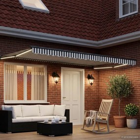 vidaXL Χειροκίνητη αναδιπλούμενη τέντα με LED Γκρι και Λευκό 4,5 x 3 μ