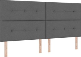 vidaXL LED Κρεβάτι με βάθρο Σκούρο Γκρι 200 x 200 cm ύφασμα