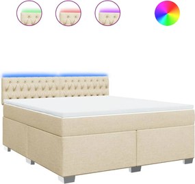 vidaXL Κρεβάτι Boxspring με Στρώμα Κρεμ 180x200 εκ. Υφασμάτινο