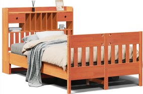 vidaXL Σκελετός Κρεβ. Χωρίς Στρώμα Καφέ Κεριού 135x190 εκ Μασίφ Πεύκο