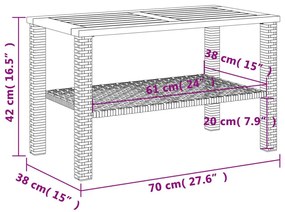 Τραπέζι Κήπου Γκρι 70x38x42 εκ. Συνθετικό Ρατάν &amp; Ξύλο Ακακίας - Γκρι