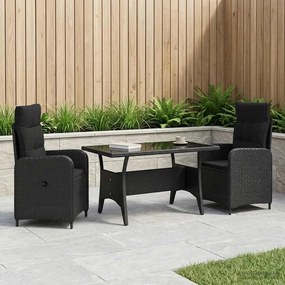 VidaXL Σετ Εξωτερικής Τραπέζης 3 τμχ. Μαύρο 120 x 70 x 66 cm