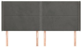 Κεφαλάρι με Πτερύγια Σκούρο Γκρι 203x16x118/128 εκ. Βελούδινο 3119507