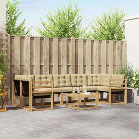 vidaXL Σειρά Καναπέ Εξωτερικού με μαξιλάρι 8 pcs Λευκό και Μπεζ