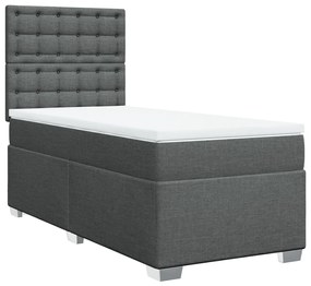 vidaXL Κρεβάτι Boxspring με Στρώμα Σκούρο Γκρι 100x200 εκ. Υφασμάτινο