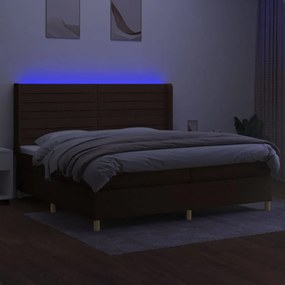 ΚΡΕΒΑΤΙ BOXSPRING ΜΕ ΣΤΡΩΜΑ &amp; LED ΣΚ.ΚΑΦΕ 200X200ΕΚ. ΥΦΑΣΜΑΤΙΝΟ 3138984