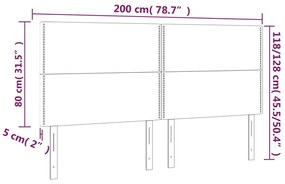 vidaXL Κεφαλάρι Κρεβατιού LED Μαύρο 200x5x118/128 εκ. Υφασμάτινο