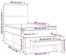 Κρεβάτι Boxspring με Στρώμα Ανοιχτό Γκρι 90x200 εκ. Βελούδινο - Γκρι