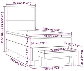 Κρεβάτι Boxspring με Στρώμα Μαύρο 90x190 εκ.Υφασμάτινο - Μαύρο