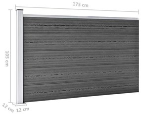 Πάνελ Περίφραξης Μαύρο 175 x 105 εκ. από WPC - Μαύρο