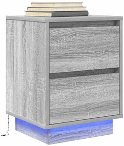 vidaXL Κομοδίνο με φώτα LED Γκρι Sonoma 38x34x50 cm