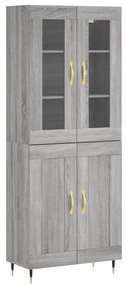 vidaXL Ντουλάπι Γκρι Sonoma 69,5 x 34 x 180 εκ. Επεξεργασμένο Ξύλο