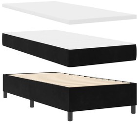 vidaXL Κρεβάτι Box Spring με Στρώμα & LED Μαύρο 90x200 εκ Βελούδο