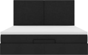 vidaXL Οθωμανικό κρεβάτι με στρώμα Μαύρο 180x200cm Ύφασμα