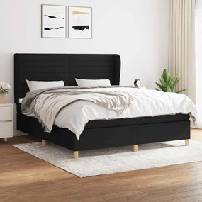vidaXL Κρεβάτι Boxspring με Στρώμα Μαύρο 180x200 εκ. Υφασμάτινο