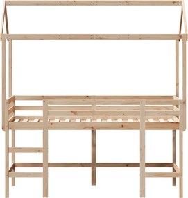 vidaXL Υπερυψ. Κρεβάτι 90x200 εκ. Μασίφ Πεύκο με Σκάλα / Οροφή