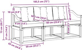 vidaXL Σειρά Καναπέ Εξωτερικού με μαξιλάρι 3 pcs Λευκό και Μπεζ