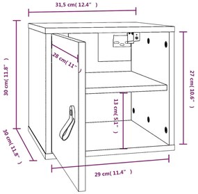 Ντουλάπι Τοίχου Μαύρο 31,5x30x30 εκ. από Μασίφ Ξύλο Πεύκου - Μαύρο