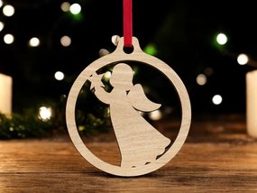 Σετ των 3 Intra απο ξύλο plywood 3mm-4mm πάχος – Μωρό άγγελος με χριστουγεννιάτικο μπιχλιμπίδι αστεριών 20x25 cm INTRAVECTRY-MY542647