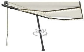vidaXL Τέντα Αυτόματη με LED και Αισθητήρα Ανέμου Κρεμ 450 x 300 εκ.