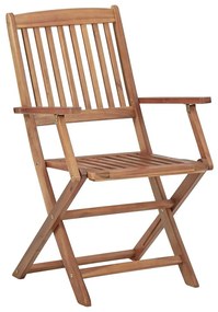 Καρέκλες Εξ. Χώρου Πτυσσόμενες 8 τεμ. Ξύλο Ακακίας &amp; Μαξιλάρια - Λευκό