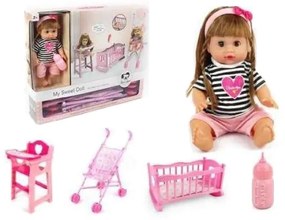 Κούκλα Μωρό με Καροτσάκι και Αξεσουάρ Φροντίδας