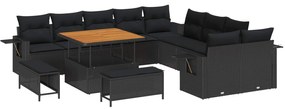 Σετ Καναπέ Κήπου 13 pcs Μαύρο συνθετικό ρατάν