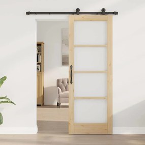 vidaXL Συρόμενη Πόρτα Καφέ 73.5 x 198.5 εκ. Ξύλο και μέταλλο