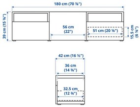 BESTÅ έπιπλο TV με πόρτα/συρτάρια με μαλακό κλείσιμο, 180x42x39 cm 393.285.77