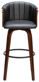 ENZO Σκαμπό Bar Καρυδί, Pu Μαύρο 50x50x78/103cm