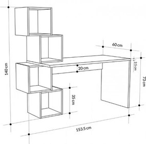 Γραφείο εργασίας Balance Megapap χρώμα λευκό 153,5x60x140εκ
