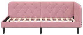 vidaXL Κρεβάτι Γωνίας με κεφαλάρι Ροζ 100 x 200 cm Βελούδο