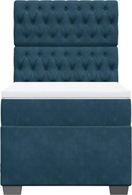vidaXL Κρεβάτι Boxspring με Στρώμα Μπλε 80 x 200 εκ. Βελούδινο