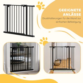 Dog Door Gate Barrier Pet Gate Metal Plastic 74-87cm Μαύρο