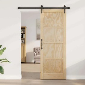 vidaXL Συρόμενη Πόρτα Χειροκίνητος Καφέ 78 x 211 εκ Μασίφ ξύλο πεύκου