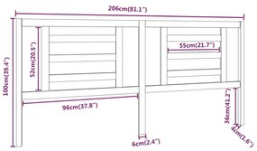 Κεφαλάρι Κρεβατιού Μαύρο 206 x 4 x 100 εκ. Μασίφ Ξύλο Πεύκου - Μαύρο