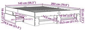 ΠΛΑΙΣΙΟ ΚΡΕΒΑΤΙΟΥ SONOMA ΔΡΥΣ 140X200 ΕΚ. ΕΠΕΞΕΡΓΑΣΜΕΝΟ ΞΥΛΟ 3295473