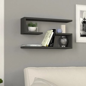 Megapap Ραφιέρα Τοίχου Jenika 2 Τεμαχίων Ανθρακί 60x14,5x18εκ.