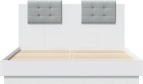 vidaXL Πλαίσιο Κρεβατιού με Κεφαλάρι/LED Λευκό 140x190 εκ.