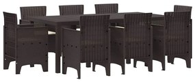 vidaXL Σέτ φαγητού για κήπο 9 pcs Καφέ Πολυπροπυλένιο