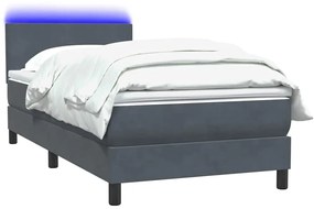 vidaXL Κρεβάτι Boxspring με Στρώμα Σκούρο Γκρι 90x210 εκ. Βελούδινο