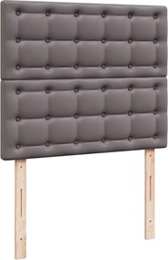 vidaXL Κρεβάτι Boxspring με Στρώμα Γκρι 120x190εκ. από Συνθετικό Δέρμα