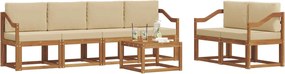 vidaXL Σειρά Καναπέ Εξωτερικού με μαξιλάρι 7 pcs Φυσικό και Μπεζ