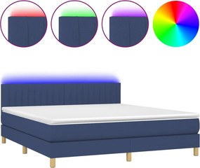 vidaXL Κρεβάτι Boxspring με Στρώμα &amp; LED Μπλε 160x200 εκ. Υφασμάτινο