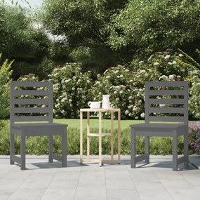 Καρέκλες Κήπου 2 τεμ. Γκρι 40,5x48x91,5 εκ. Μασίφ Ξύλο Πεύκου - Γκρι