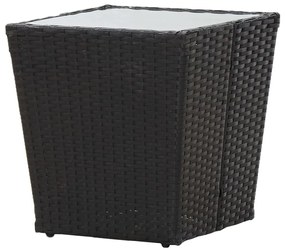 Τραπέζι Βοηθητικό Μαύρο 41,5x41,5x43 εκ Συνθ.Ρατάν/Ψημένο Γυαλί - Μαύρο