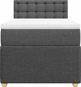 vidaXL Κρεβάτι Boxspring με Στρώμα Σκούρο Γκρι 100x200 εκ. Υφασμάτινο