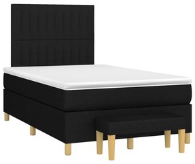 Κρεβάτι Boxspring με Στρώμα Μαύρο 120x200 εκ. Υφασμάτινο - Μαύρο