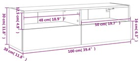 Έπιπλο Τηλεόρασης Τοίχου Γκρι Sonoma 100x30x30 εκ. Επεξ. Ξύλο - Γκρι