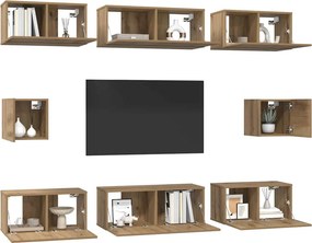vidaXL Σετ επίπλου τηλεόρασης 8 pcs Artisan Oak Επεξεργασμένο ξύλο